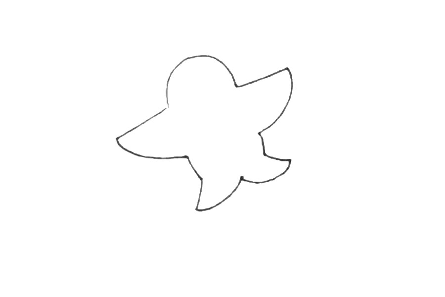 步骤3：接着用曲线再画出尾部。