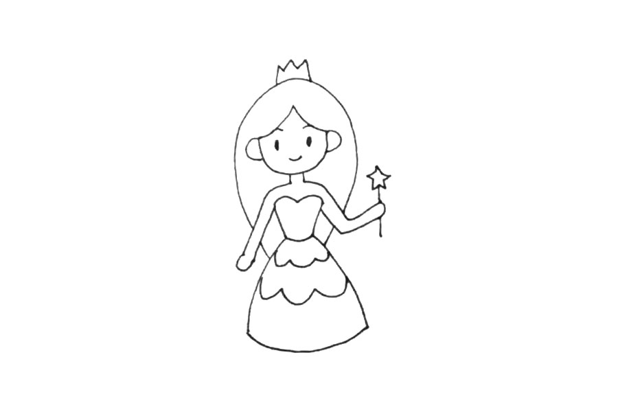 步骤7：我们还要再给她加上一个皇冠和手杖。