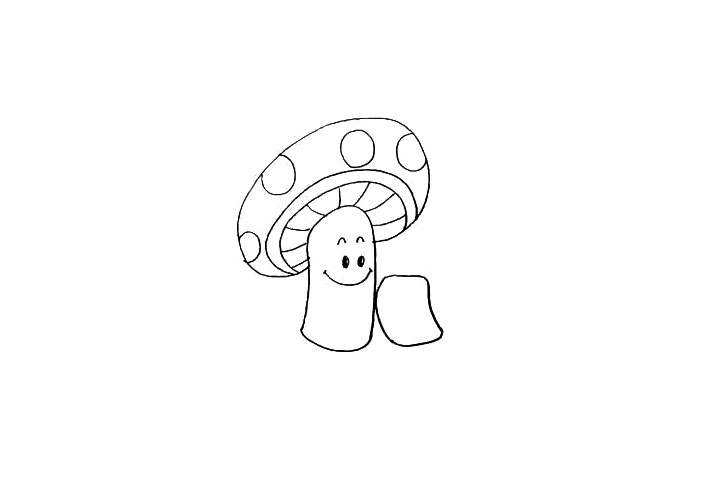 步骤9：接着在旁边画出另一棵蘑菇。