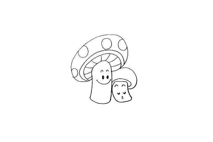 步骤13：用同样画法画出上方的蘑菇头。