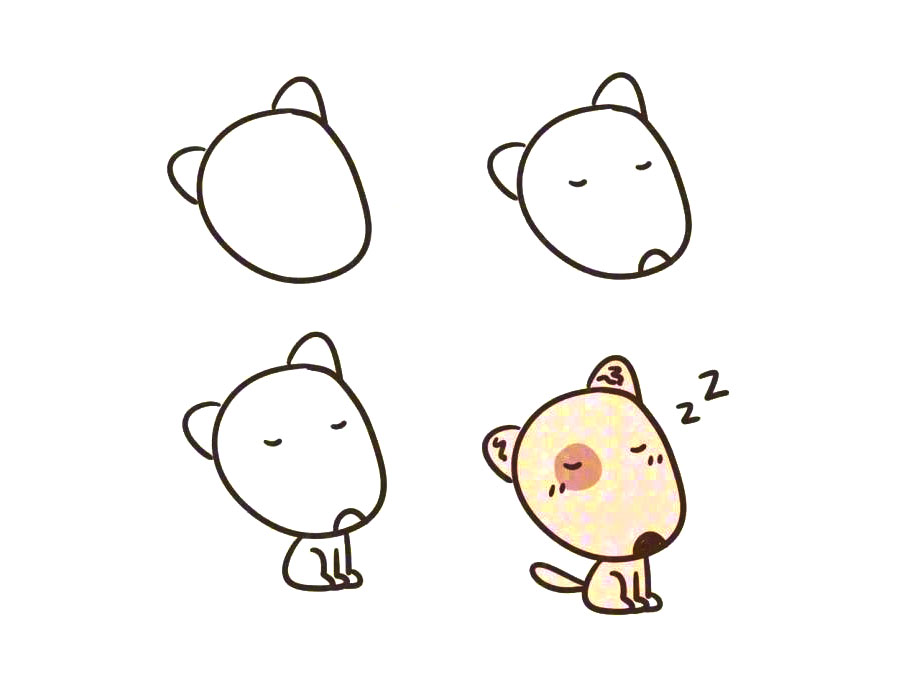 一组狗狗简笔画教程-图9