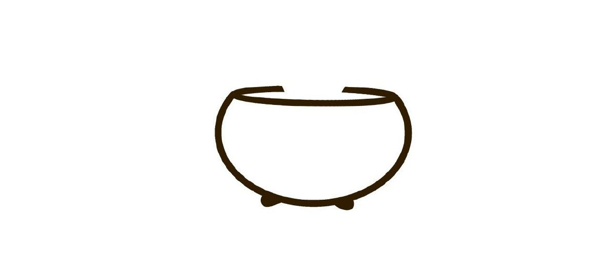 步骤1：画花盆，留一个小口子。