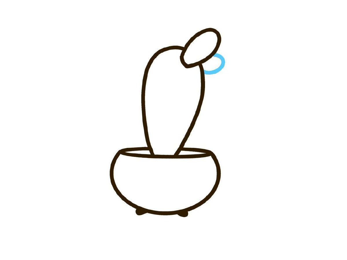 步骤4：画第二个小仙人掌。