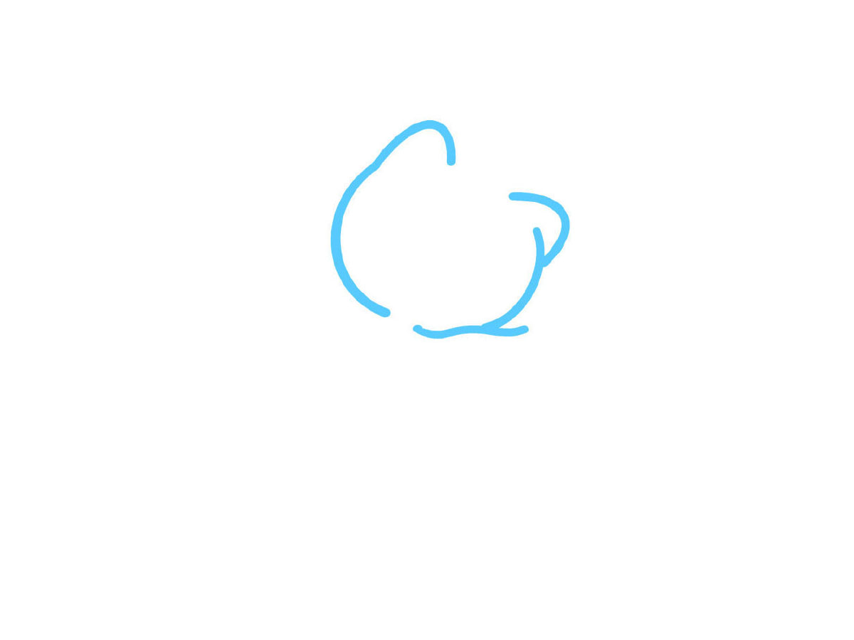 步骤1：画出小猫的头的轮廓。