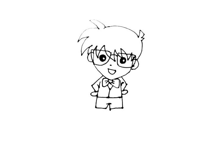 步骤7：画上方形的短裤。