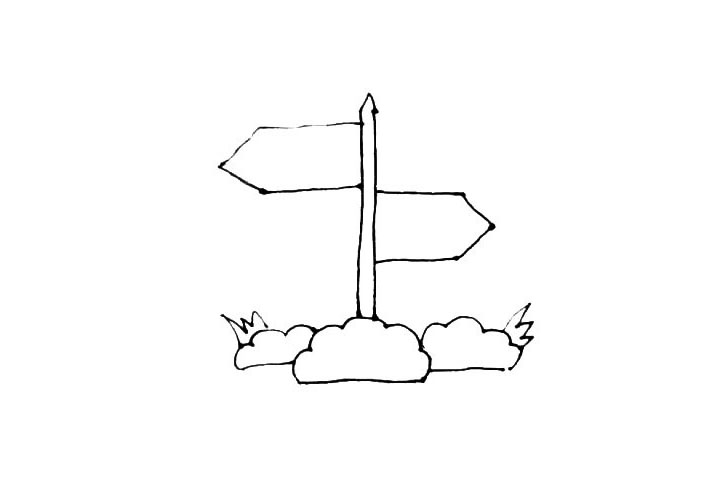 步骤5：下面一点的右边，也画上两条横线，用一条小折线来连接。