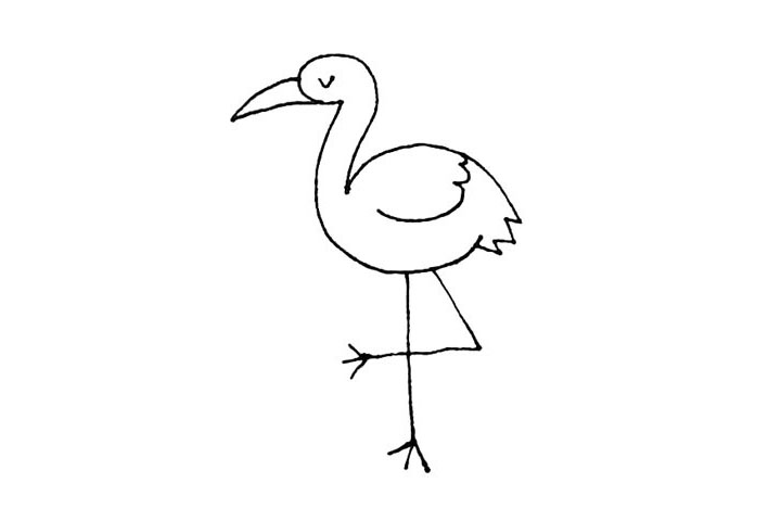 步骤6：接着在下面画上一个反的“4”，并在末端加上短线作为脚。