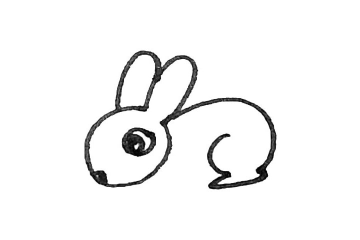 步骤5：再用弧线画出它的后腿，注意弧度的变化。