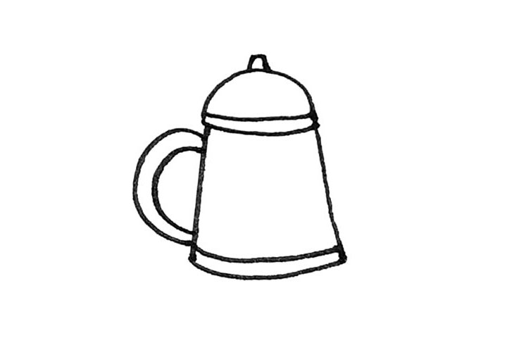 步骤4：左边画上两个半圆的弧线作为握柄。