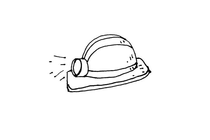 步骤6：在灯前画上一些线段，代表光发射出去的样子，还可以加上一些小装饰线。