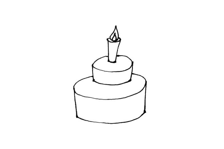 步骤4：再重复上面的画法画上一层的蛋糕，当然也可以多画几层。