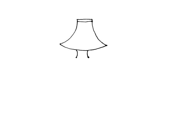 步骤2：在下面，画上两条向内凹的短弧线。