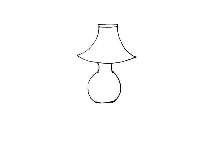 步骤3：接着画上一个圆作为台灯的灯身。