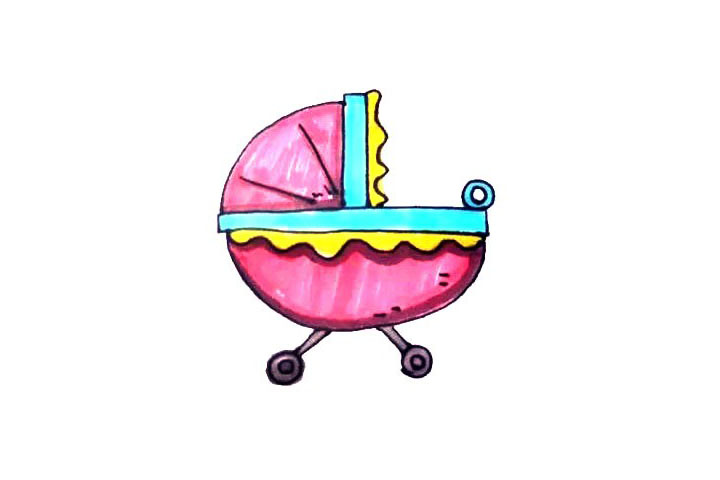 婴儿车简笔画画法步骤