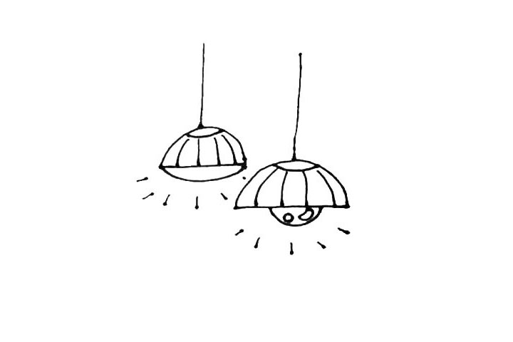 步骤6：在下面也画上一个半圆和扩散的小点作为灯泡和亮光。