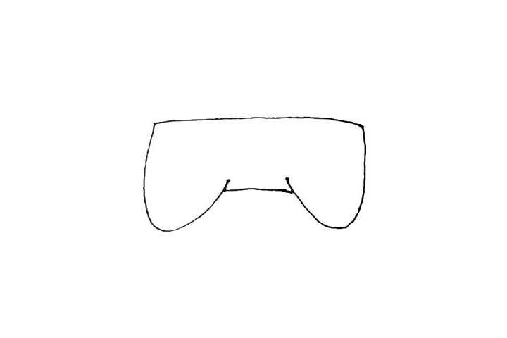 步骤2：左右两边各画下一条弧线和短横线连接起来形成手柄的主体。