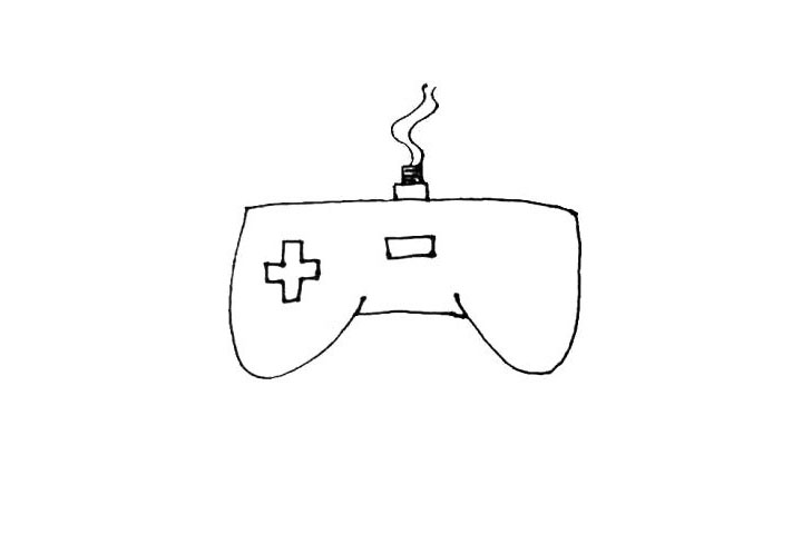 步骤4：手柄的左边画上一个十字，代表方向键。