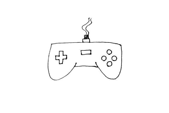 步骤5：右边，画上四个小圆，代表手柄的按键。