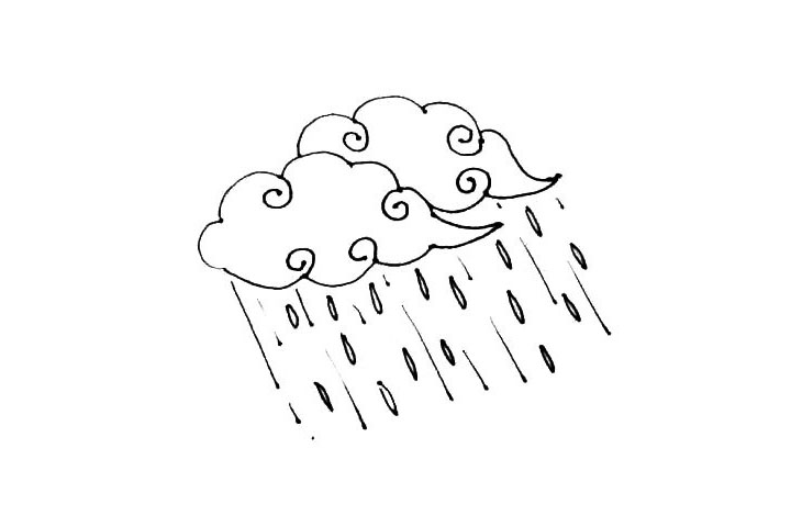 步骤5：在云朵里画上一些漩涡作为装饰。