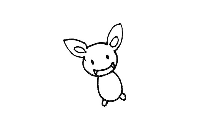 步骤5：头部的下面画上椭圆的身子，还有小小的脚。