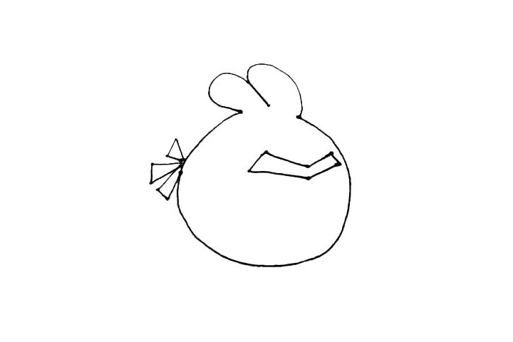 步骤4：在里面，上下各画上一条小折线，长一些，再将它们封起来。