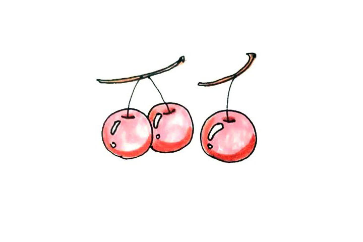 樱桃简笔画画法步骤