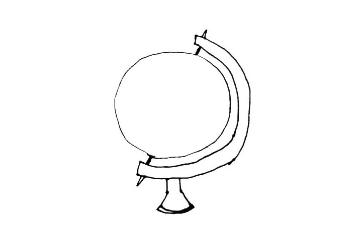 步骤5：在下面，画上两条小竖线，接上一个台子的形状，注意厚度。