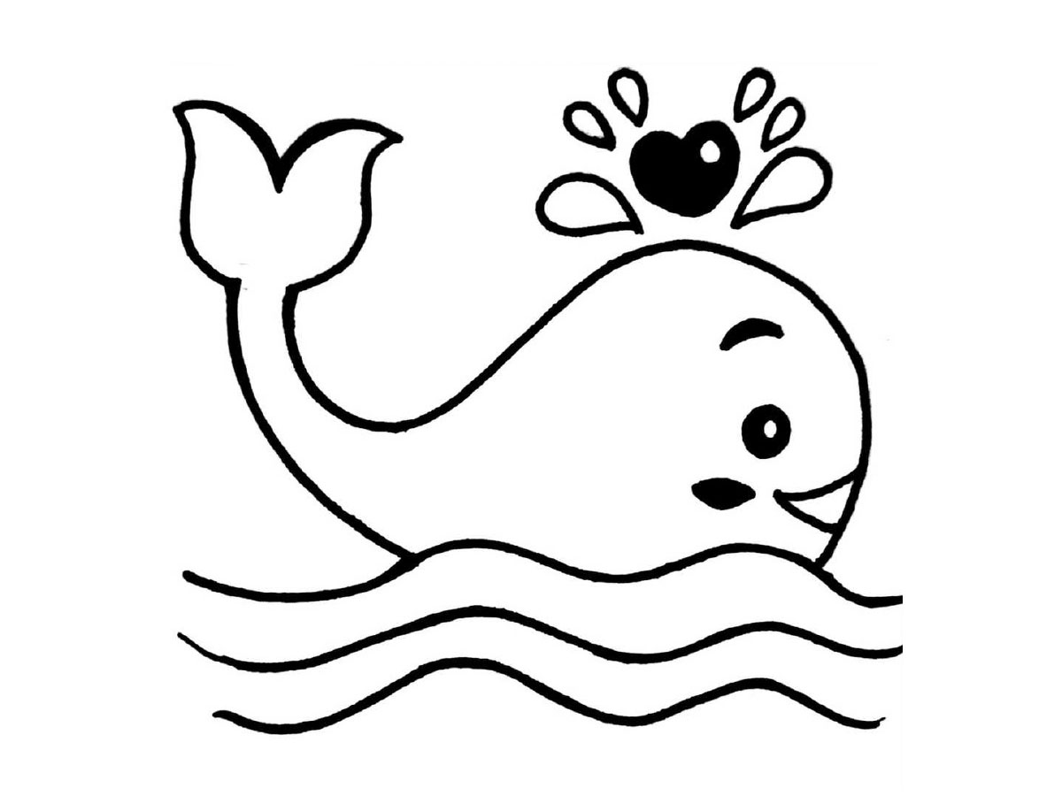 一组萌系小鱼儿黑白简笔画-图1