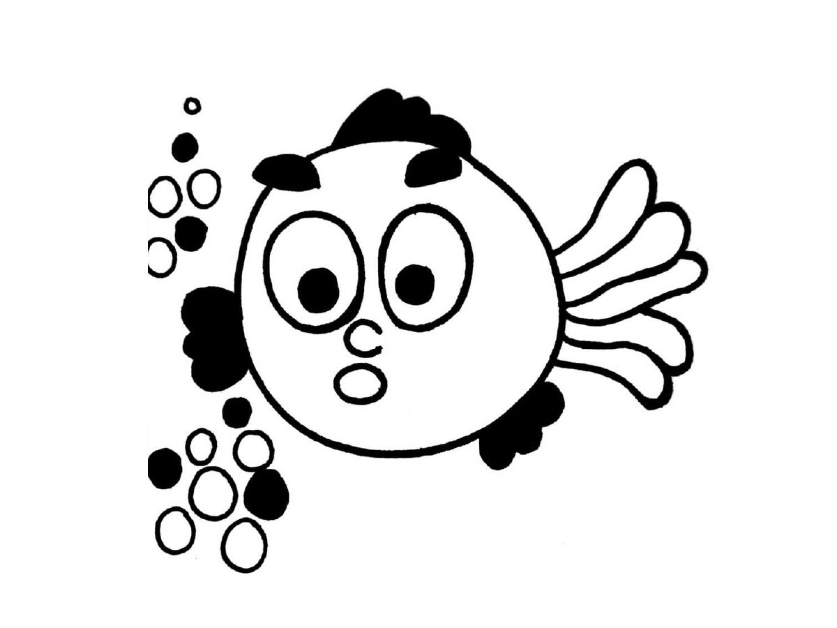 一组萌系小鱼儿黑白简笔画-图4