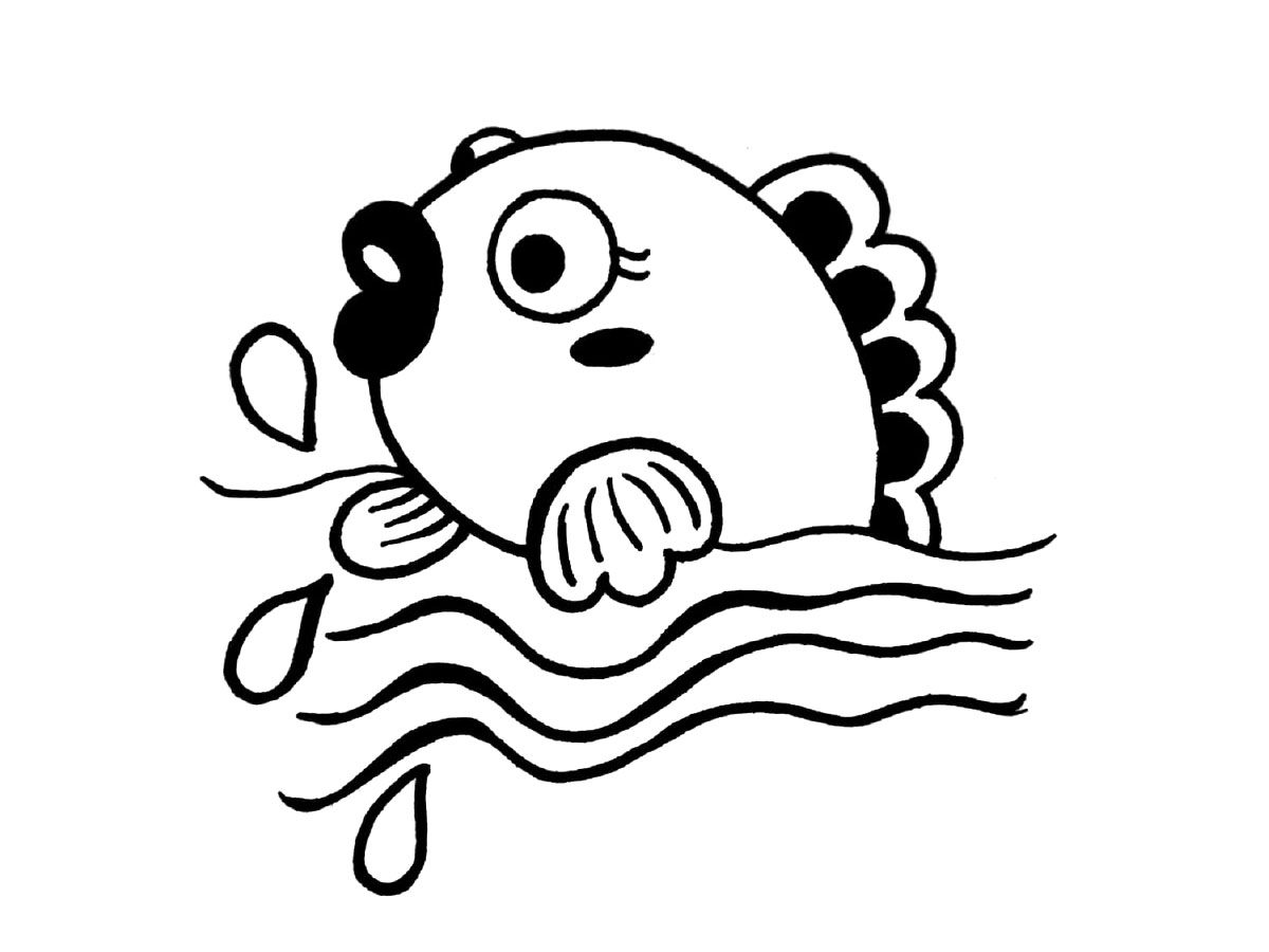 一组萌系小鱼儿黑白简笔画-图5