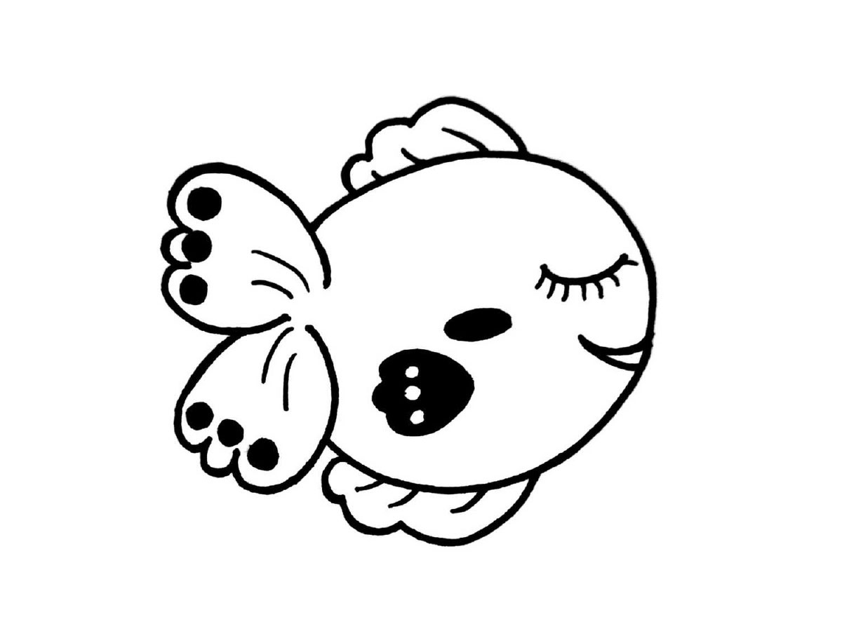 一组萌系小鱼儿黑白简笔画-图6