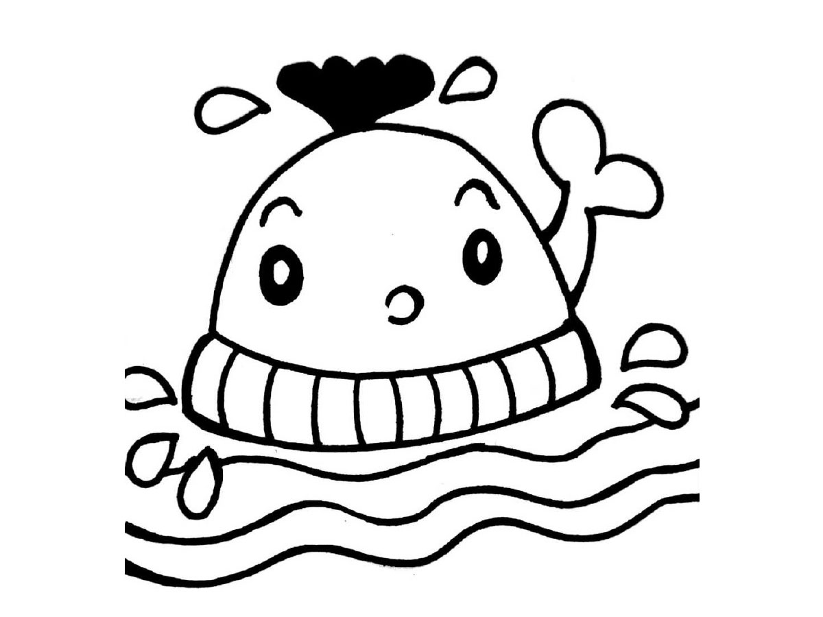 一组萌系小鱼儿黑白简笔画-图7