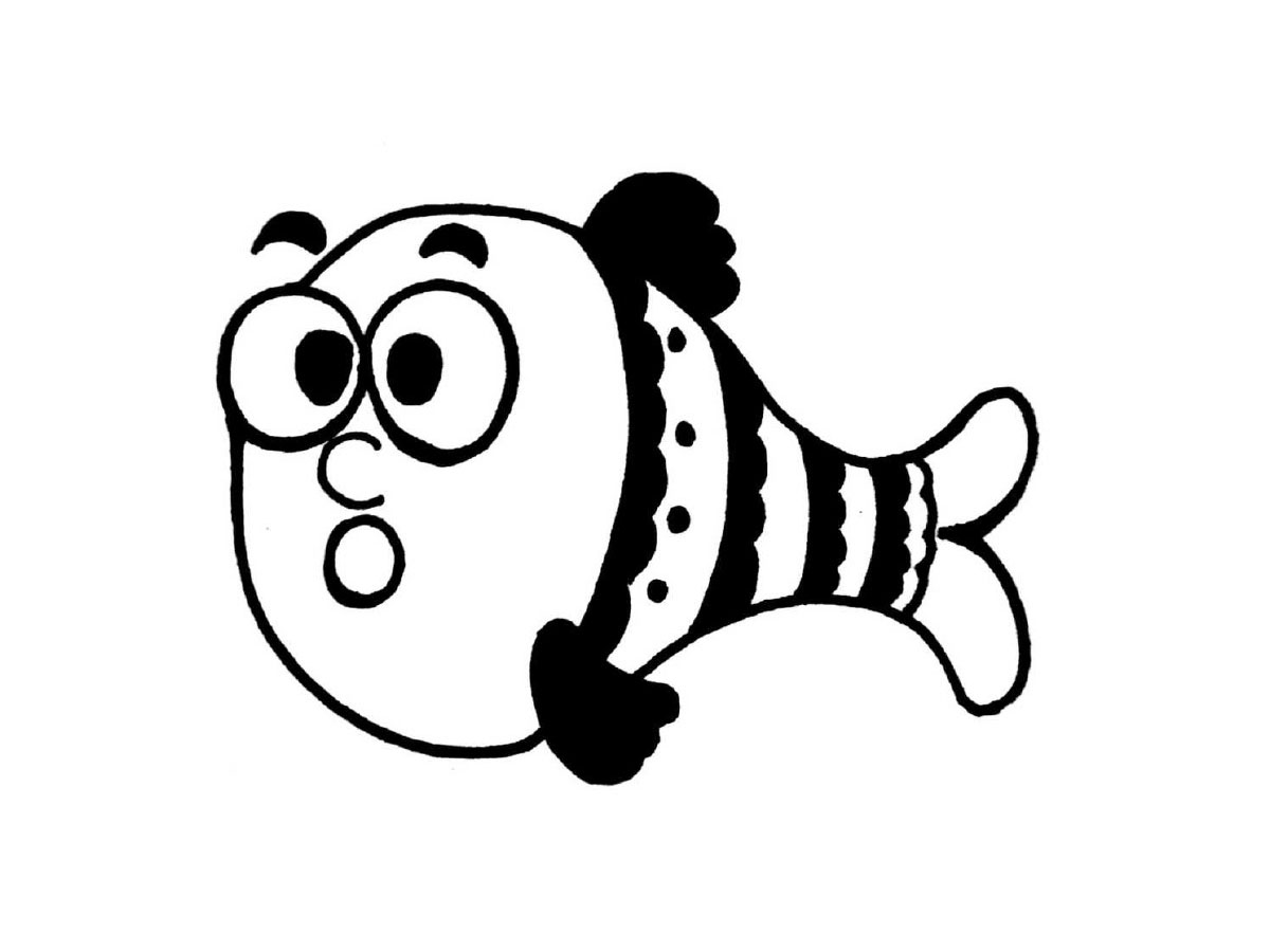 一组萌系小鱼儿黑白简笔画-图9