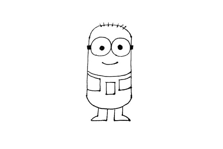 步骤5：身子下面画上脚，有点像阶梯状的感觉。