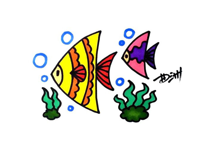热带鱼简笔画画法步骤
