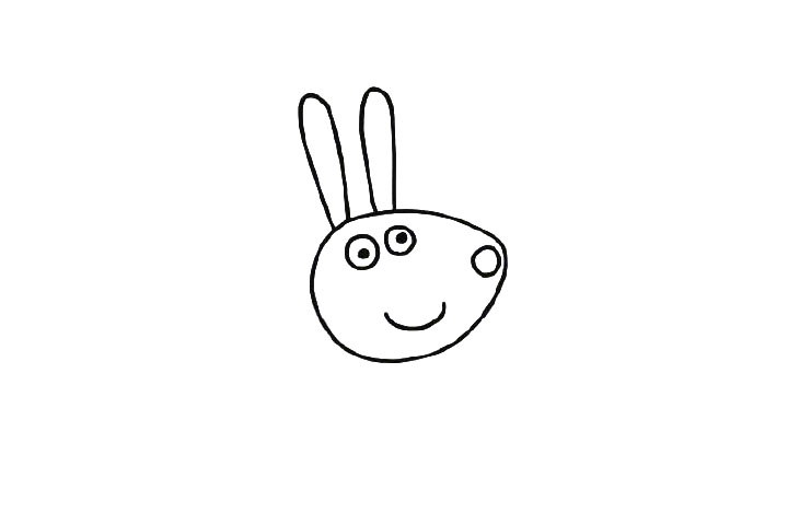 步骤4：给小兔画上大大的嘴巴。