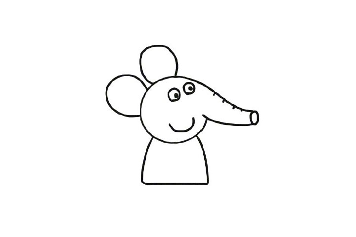 步骤5：给小象画上身体。