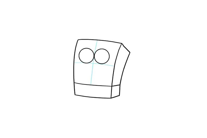 步骤3：现在用两个圆形画出他大大的眼睛。