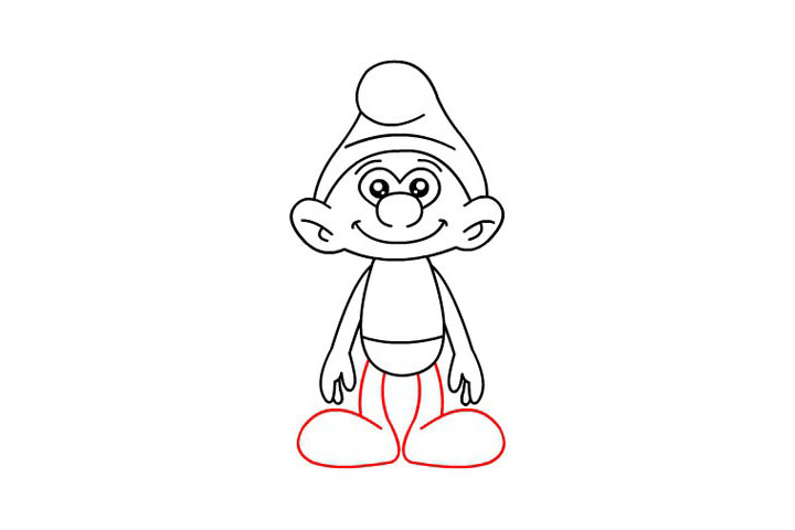 步骤13：再给他画上两条腿。