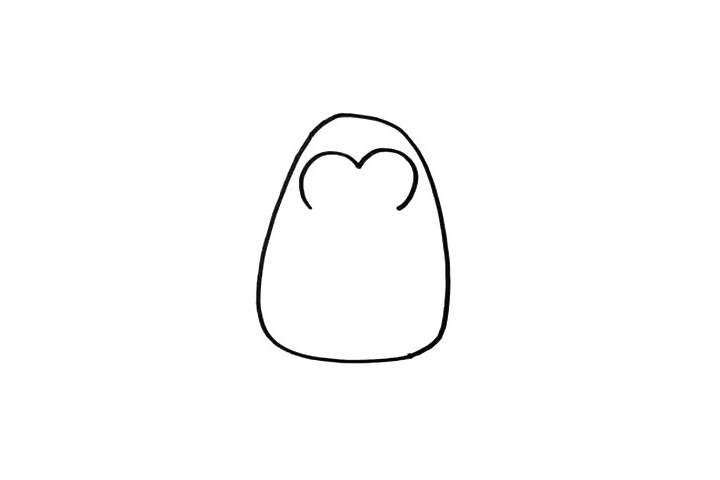 步骤2：在身体上画出它脸部的轮廓。