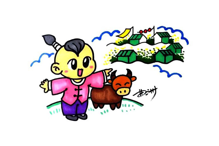 唐诗清明插画图简笔画画法步骤