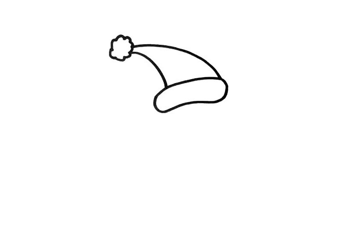 步骤1：画月亮之前，我先画出了一个大大的帽子。