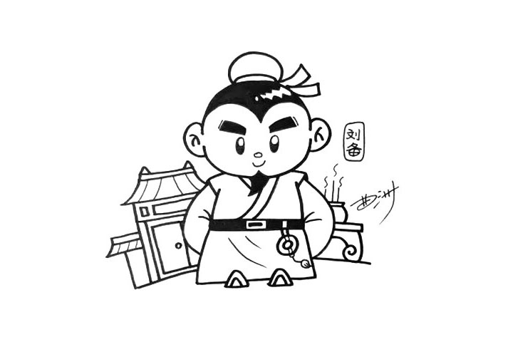 步骤5：在人物身后画出一些背景，来丰富画面。