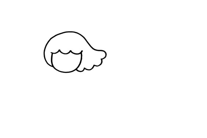 步骤2：为她画出一头飘逸的长发吧。