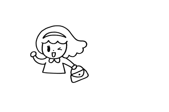 步骤3：给她设计好动态后就开始画出上半身，她的服装你能改的更时尚一点吗?