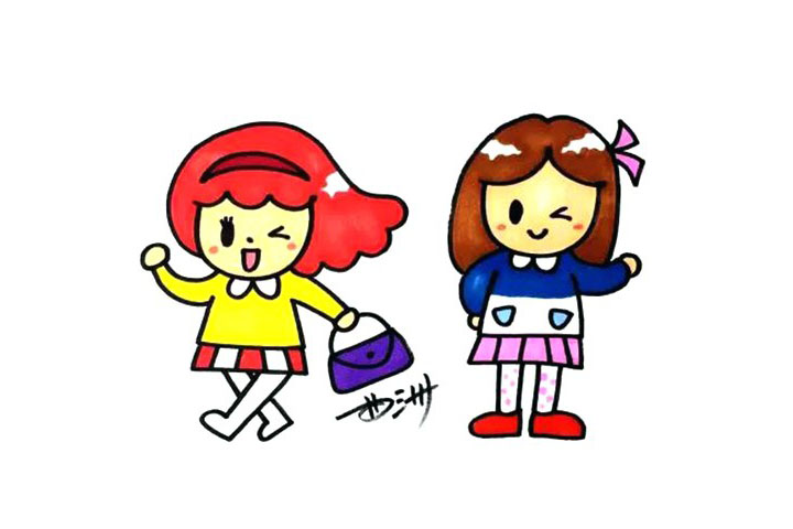 可爱时尚的女生简笔画画法步骤