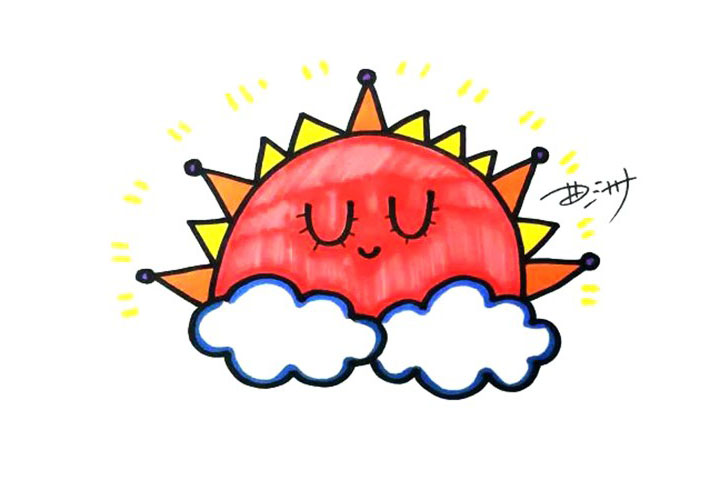 太阳宝宝简笔画画法步骤