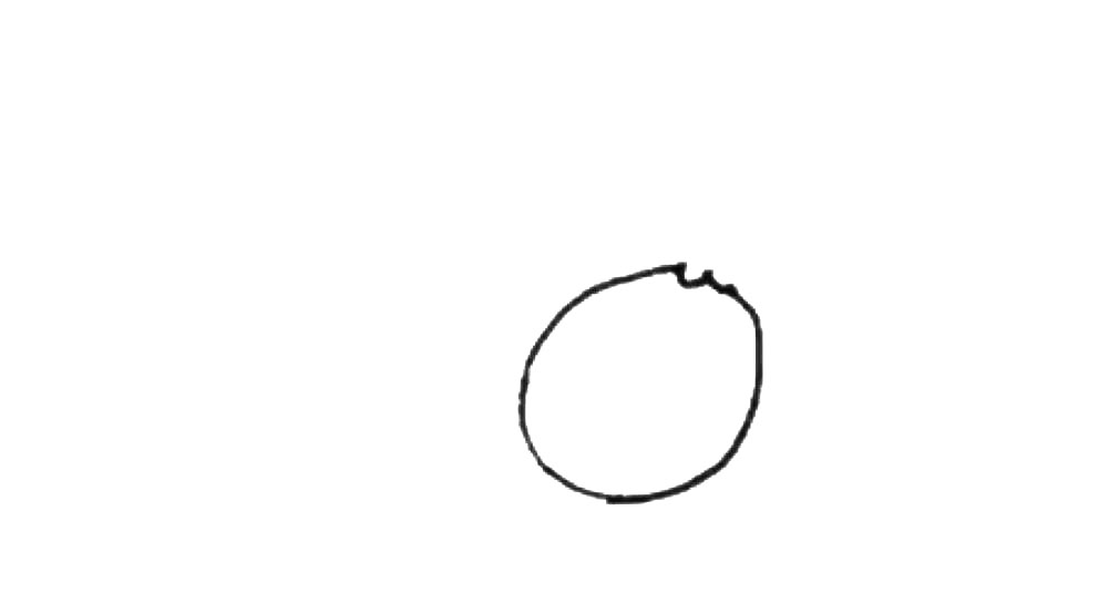 步骤1：在纸上画出一个圆形，上面有缺口。