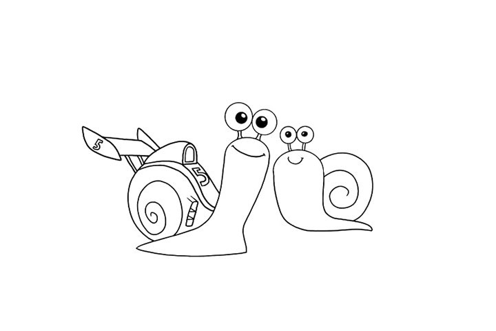 步骤6：菜园蜗牛的壳就比较简单了，用螺旋纹画出来。