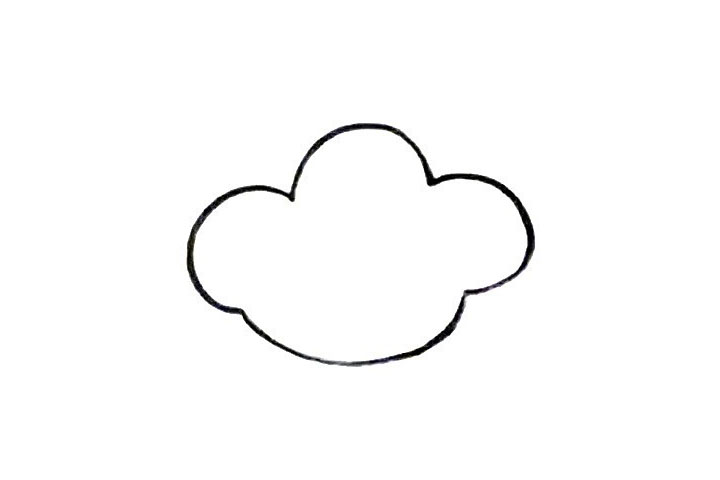 步骤1：画四条弧线相连，形成一个大大的云朵。